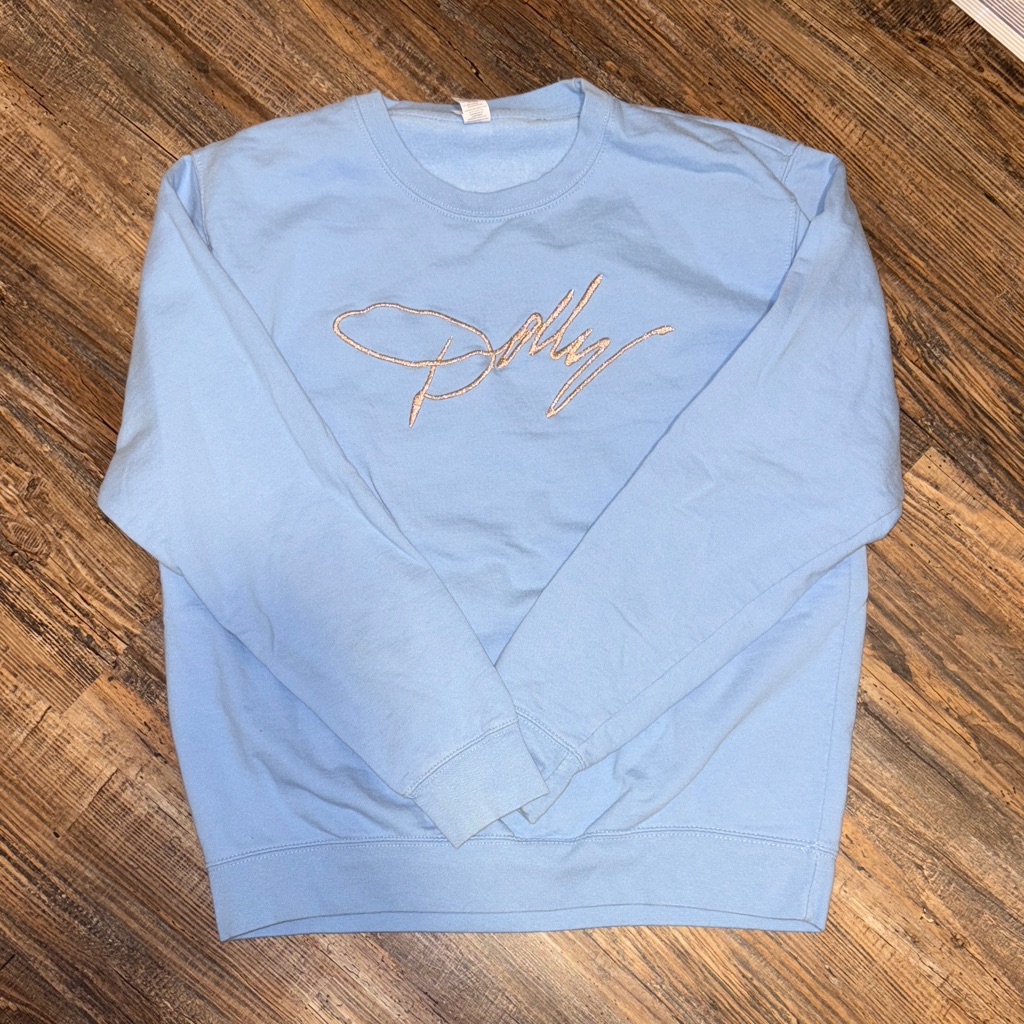 Dolly Parton Blue Crewneck With Embroidered Dolly